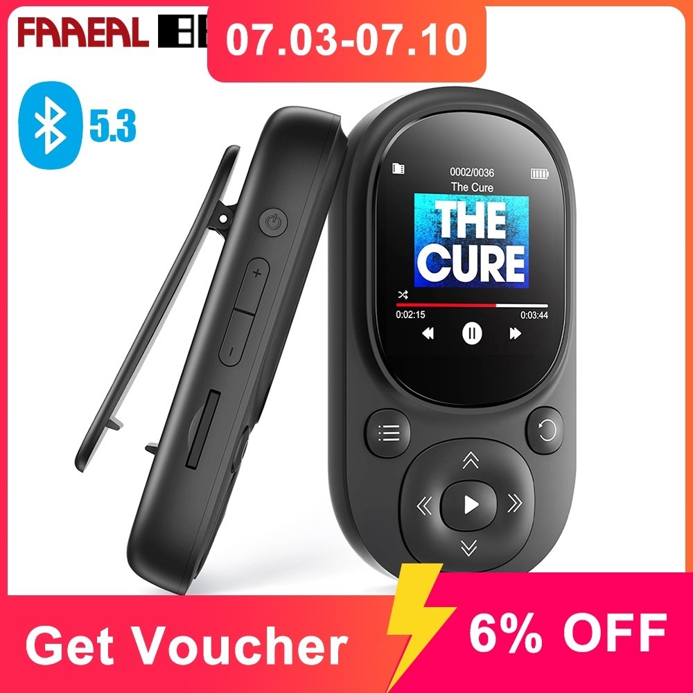 Faaeal BENJIE A11 เครื่องเล่นเพลง MP3 บลูทูธ 5.3 32G 64G รองรับการ์ด SD เครื่องนับก้าว แบบพกพา