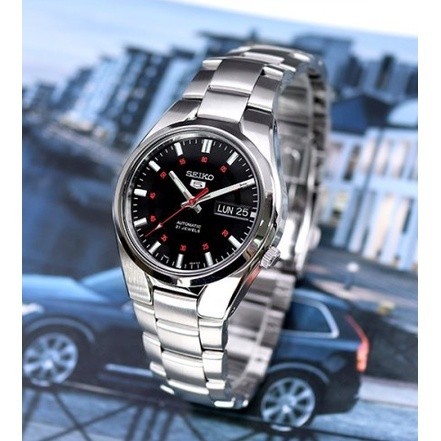 ♞,♘,♙นาฬิกา Seiko Automatic รุ่น SNK617K1 นาฬิกาผู้ชาย สายแสตนเลส หน้าปัดดำ - ของแท้ 100% รับประกัน