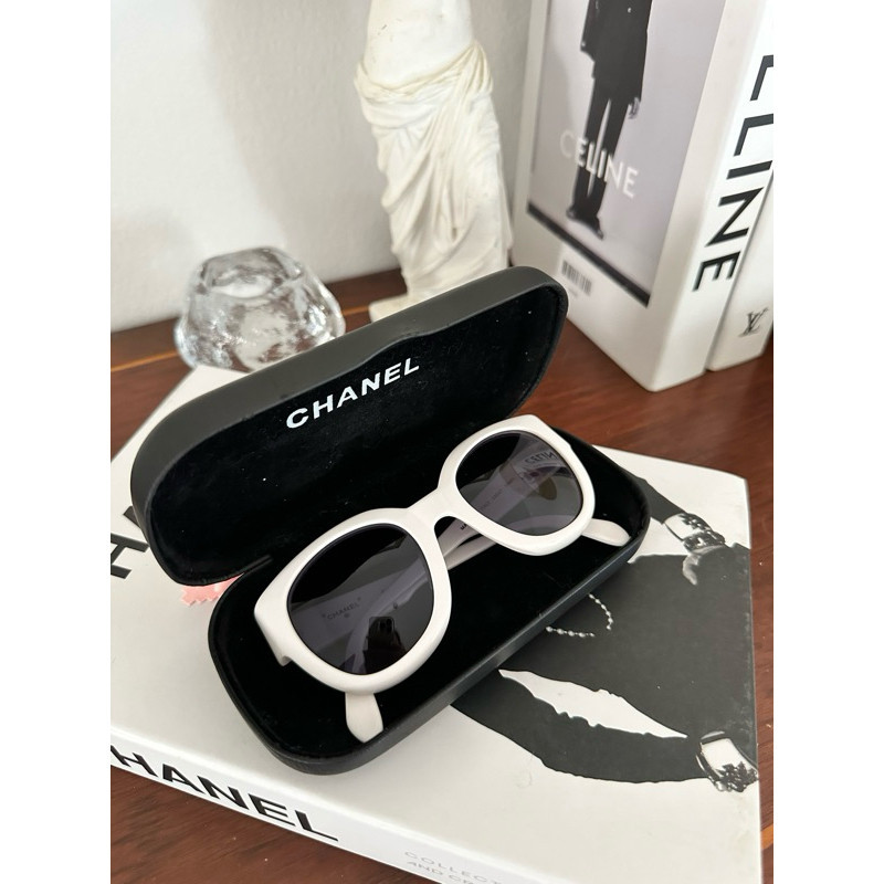 ♞used Chanel sunglasses white vintage