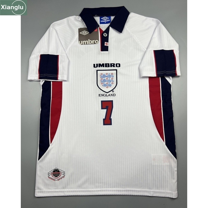 Xlu เสื้อบอล ย้อนยุค ทีมชาติ อังกฤษ 1998 เหย้า Retro England Home พร้อมเบอร์ชื่อ 7 BECKHAM เรโทร คลาสสิค 1998-99