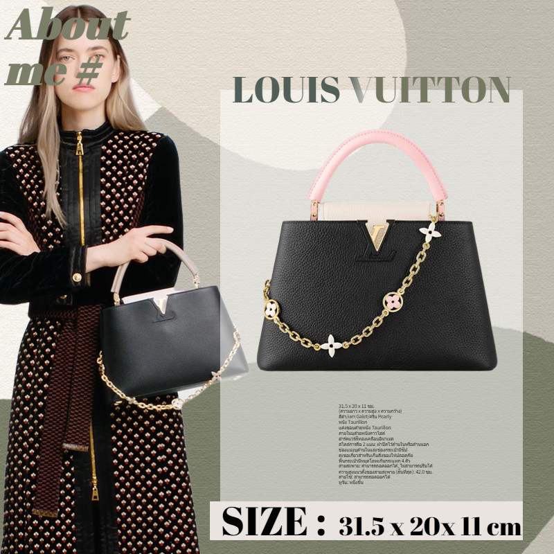 ♞,♘หลุยส์วิตตอง แท้กระเป๋ารุ่น CAPUCINES MM Louis Vuittonสุภาพสตรี/กระเป๋าถือ