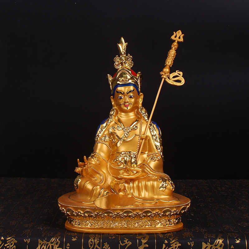 12 inch resin material gilded gold body household lotus master statue tabletop decoration for Lotus Life Buddha statue