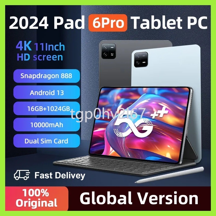 2024 Original Global Versionแท็บเล็ตAndroid 13 Pad 6 Pro Snapdragon 888แท็บเล็ตพีซี16GB + 1TBและ5G
