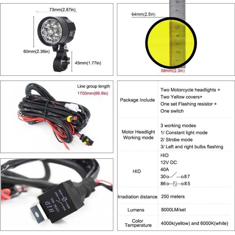 ❤ L6x LED DIY Motorcycle Headlight Bulb Motorbike Waterproof Fog Spot 8000Lm Moto Spotlight For S