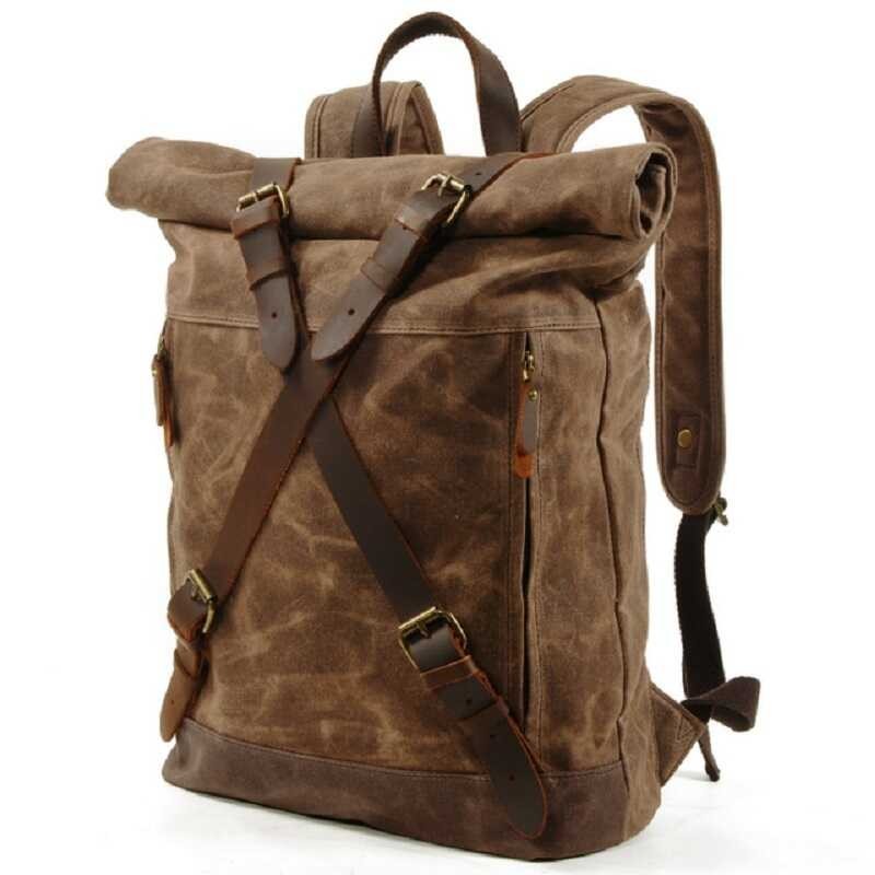 New Vintage M269 Backpacks for Men Oil Wax Canvas Leather Travel Backpack Large Waterproof Daypacks