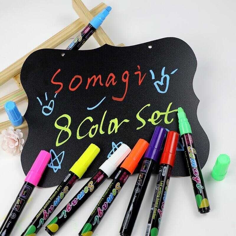 Colors 8 High* Fluorescent Liquid Chalk Marker Neon Pen For LED Writing Board Blackboard Glas