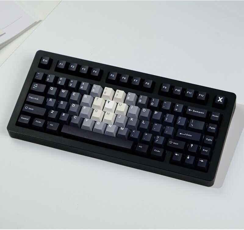 Black 【Keycap Only】Gradient Keycap SAD Social Anxiety Disorder 129 Keys Profile PBT Five-Sided Su