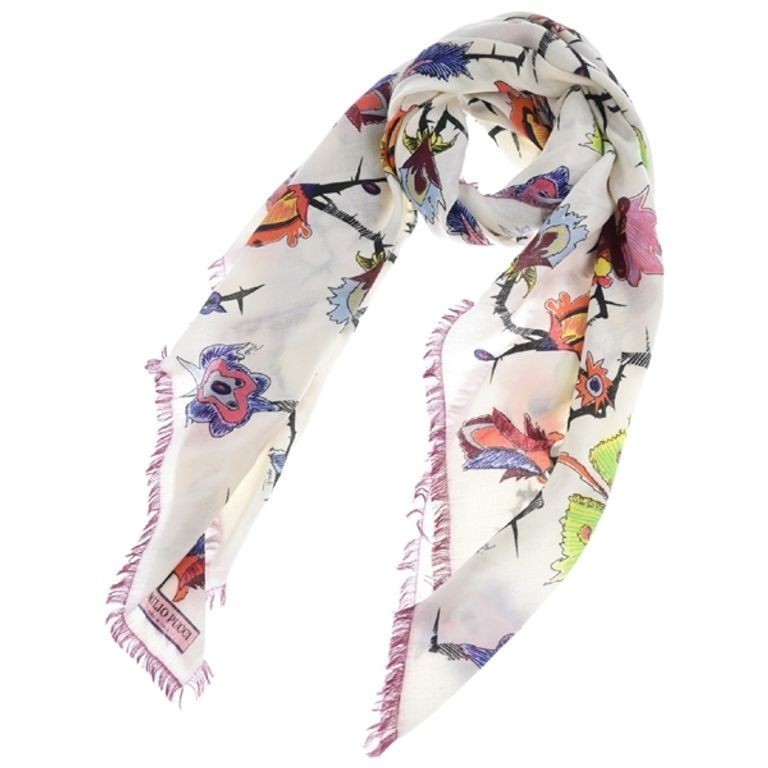 Emilio Pucci M O I Scarf ivory Women black blue overall pattern Direct from Japan Secondhand