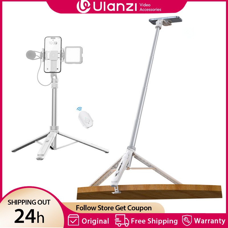 Ulanzi TT88 1.44M Overhead Selfie Stick Vlog ขาตั้งกล้องสําหรับโทรศัพท์ Magnetic Clamp ไร้สายรีโมทคอ