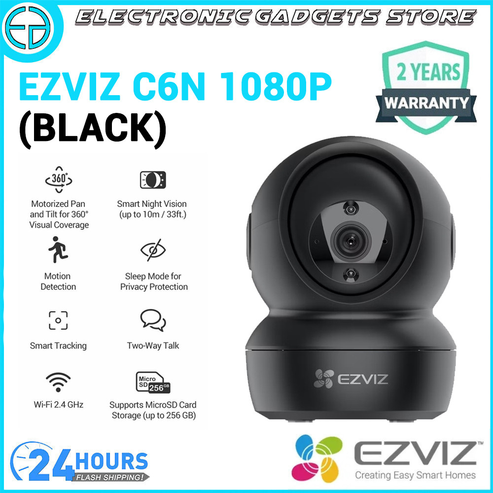 EZVIZ C6N สีดํา Full HD 1080P Two Way Talk Night Vision Pan/Tilt ในร่ม WiFi Security กล้องกล้องวงจรป