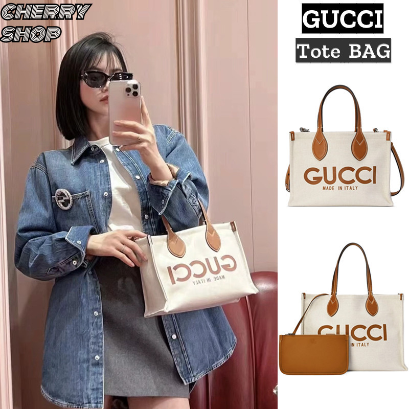 ♞กุชชี่ Gucci Tote BAG กระเป๋าโท้ทผู้หญิง กระเป๋าสะพาย GG Supreme