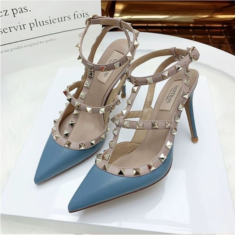 Valentino รองเท้าแตะ 8 ซม. สําหรับผู้หญิง (หมายเหตุ 6 ซม. หรือ 10 ซม.)