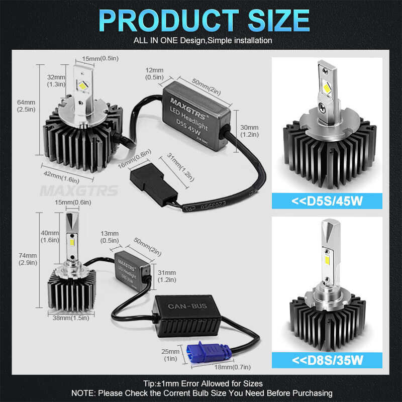❤ 2X Super Bright No Error Free Canbus D1s D2s D3s D4s D5s D8s Car Headlight LED Bulb 50W 6000K H