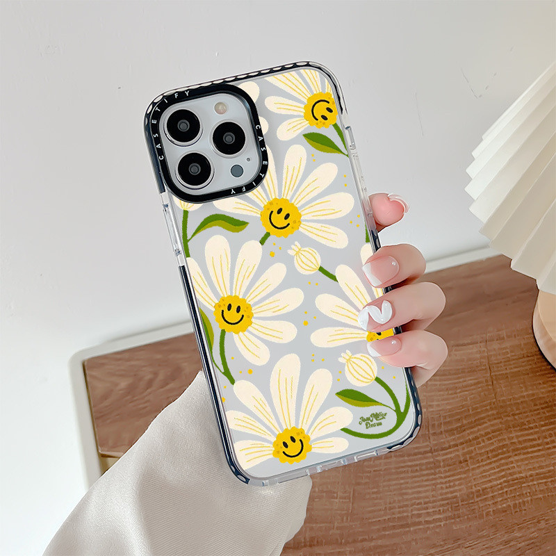 ฤดูร้อนยิ้ม Daisies สําหรับ IPhone 16 Pro Max ฝาครอบ 16 ซิลิโคนกันชนใสนุ่ม 16 Plus ปลอกกันกระแทก