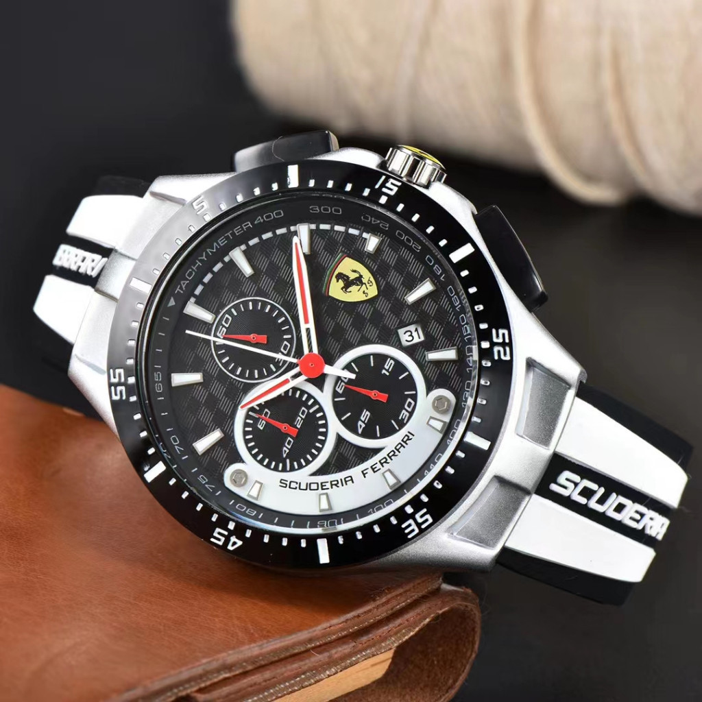 Ferrari Ferrari นาฬิกาข้อมือควอตซ์แฟชั่น สายแสตนเลส หน้าปัดแสดงวันที่ สําหรับบุรุษ Rui Watch 5