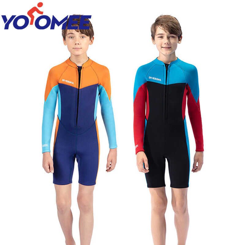 Short Yoomee 2.5MM Wetsuit Boys Youth Neoprene Diving Suit 8-16Y Children Thermal Swimwear for Scub
