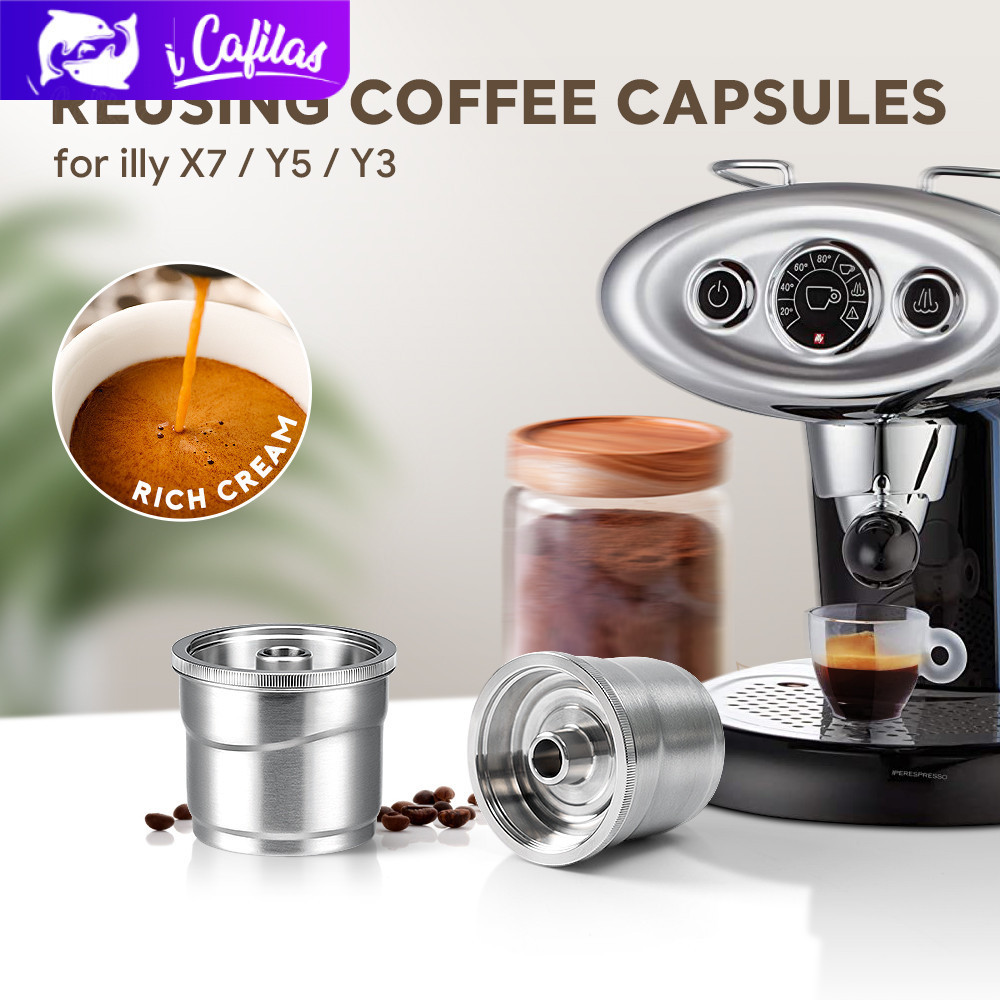 I Cafilas EU2225 แคปซูลกาแฟแบบใช้ซ้ําได้รีฟิลตัวกรองสแตนเลส Crema Maker สําหรับเครื่อง Illy X7,Y3,Y5