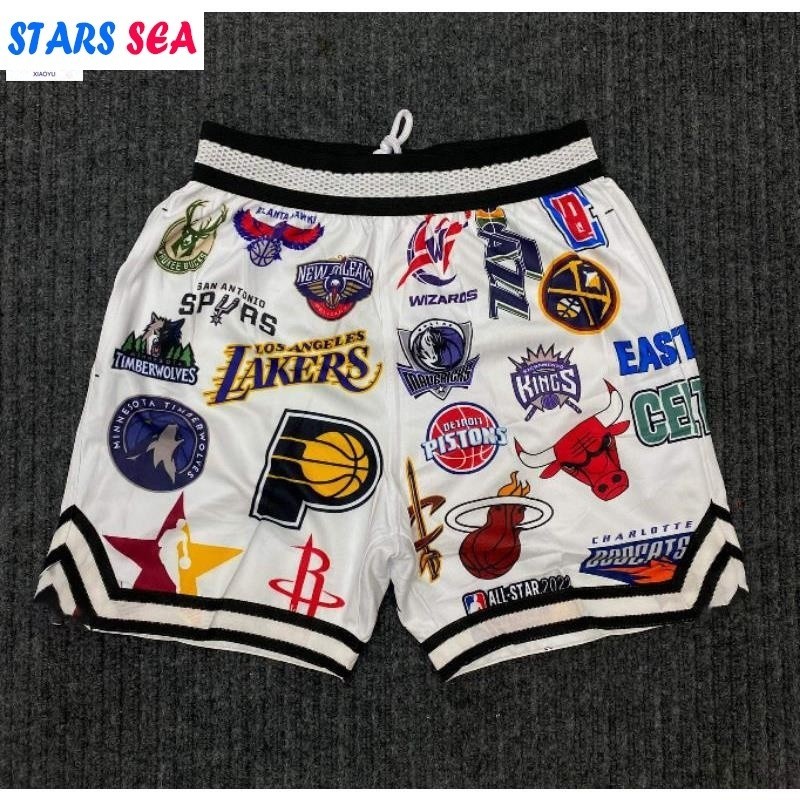 กางเกงขาสั้นบาสเก็ตบอลมาใหม่ NBA All Teams กางเกงห้าไตรมาสคุณภาพสูง