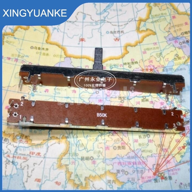 2PCS SC6021N 75 มม.ตรงสไลด์ Potentiometer Resistor B503 50K Ohm Single Linear 3Pins Mixer Fader B50K