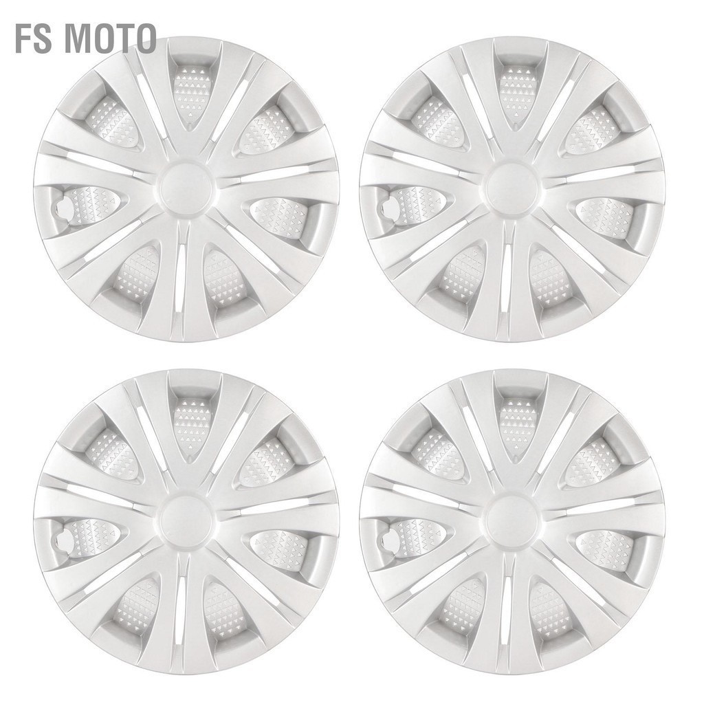 FS Moto 4 ชิ้น 13 นิ้วฝาครอบดุมล้อสีเงินดุมล้อขอบปกสากลเหมาะสำหรับรถยนต์ส่วนใหญ่รถบรรทุกรถตู้