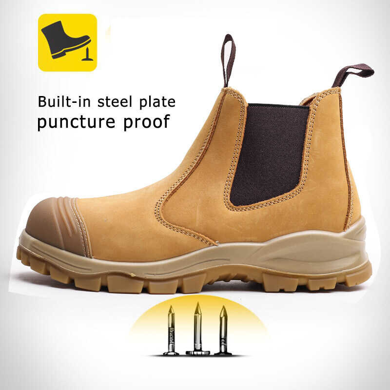 ❤ (Zstep) Large Size Style Yellow Thick Leather Safety With Steel Toe, Anti-Puncture, Anti-Ski