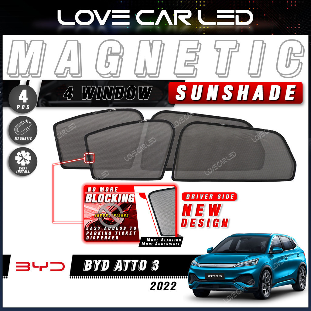 4 ชิ้น BYD Atto3 ม่านบังแดดแม่เหล็ก Curve หน้าต่างรูปร่างหน้าต่างโล่ปกป้อง UV
