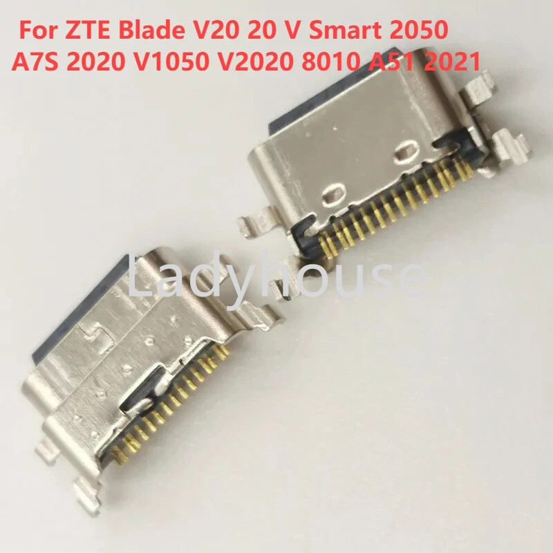 10-50 ชิ้น Dock Micro Plug USB ชาร์จ Pin Dock พอร์ตสําหรับ ZTE ใบมีด V20 20 V สมาร์ท 2050 A7S 2020 V1050 V2020 8010 A51 2021 ชาร์จ Pin Dock Connector