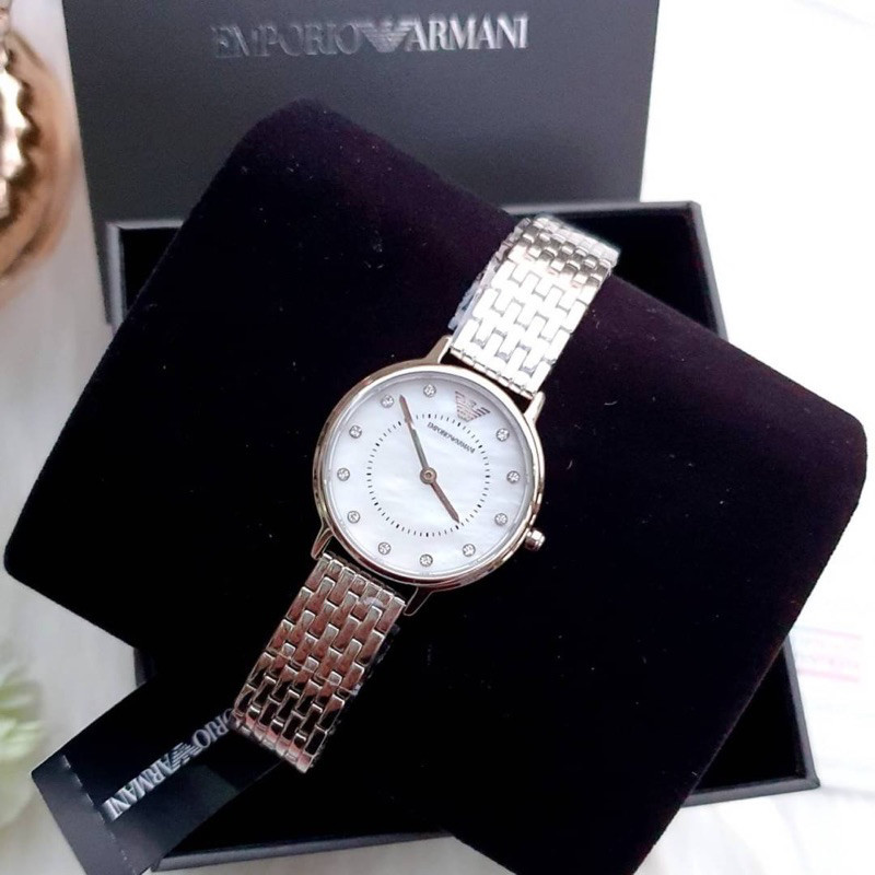 ♞,♘,♙(ผ่อน0%) นาฬิกา  หน้าปัดเปลือกหอย สวยยย  Emporio Armani Women's Dress Watch AR2511 ️หน้าปัด 28