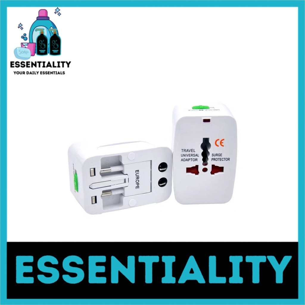 (ESSENTIALITY) Universal Travel Power Adapter All in One Plug UK Europe US Japan NZ Charger Socket