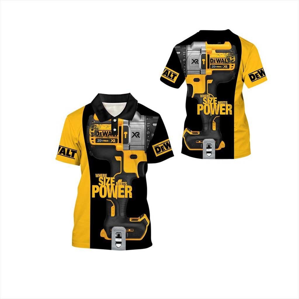 【 ชื ่ อและหมายเลขที ่ กําหนดเองฟรี 】เสื้อยืดแฟชั่น พิมพ์ลาย Dewalt 3 มิติ ไซซ์ S-5XL