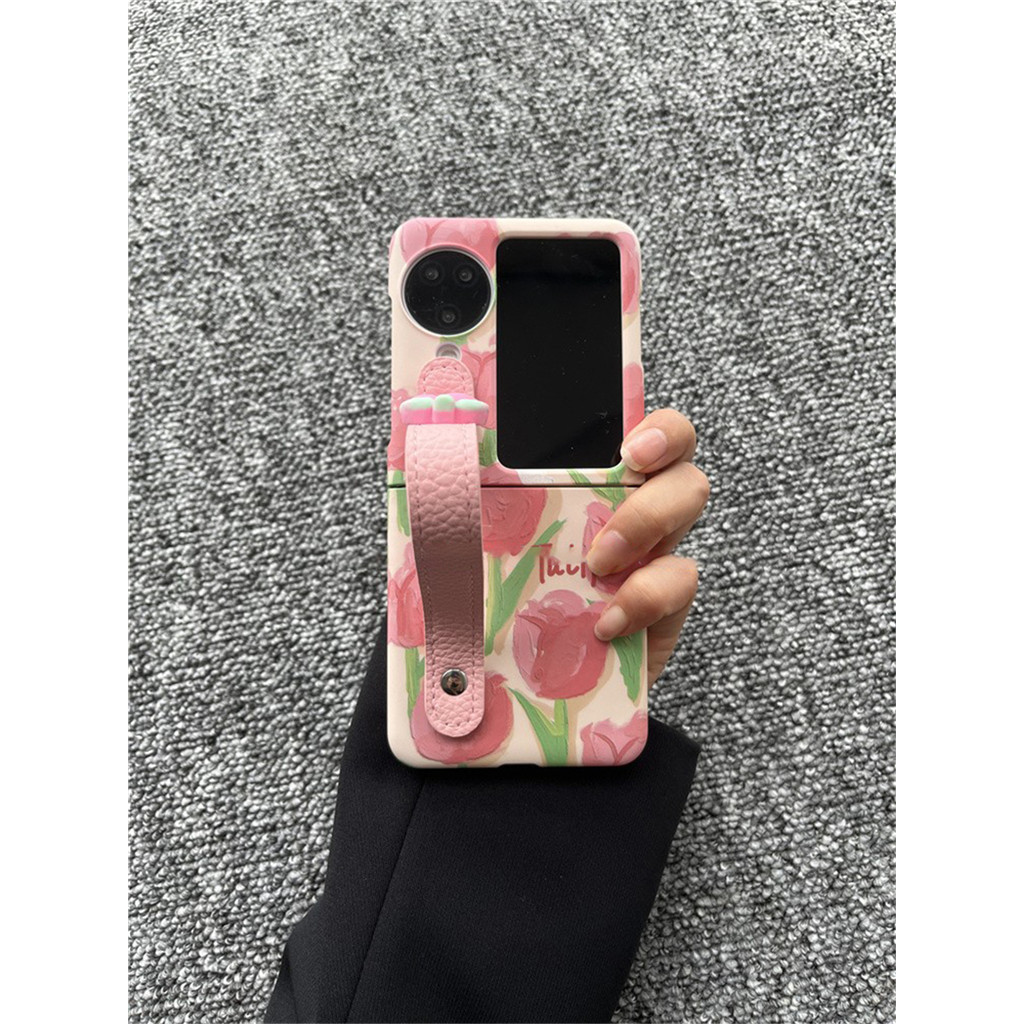 ใหม ่ เกาหลีน ่ ารักทิวลิปสีชมพูดอกไม ้ ข ้ อมือโทรศัพท ์ สําหรับOPPOค ้ นหาN2flip N3Flip N2 flip N3 Flipกันกระแทกกลับสําหรับสาว