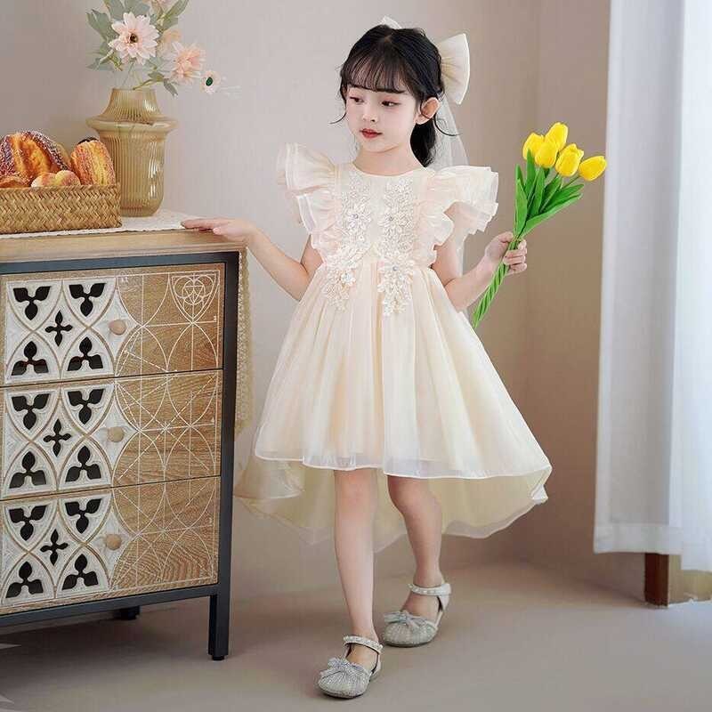 ❤ Kids Girls Short Evening Gown Wedding Gowns Birthday Party Princess Dresses Trailing Dress
