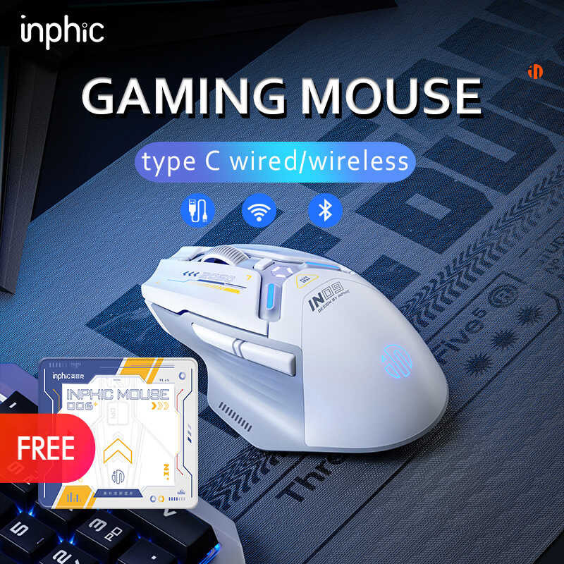 Wired INPHIC IN9 & Wireless Rechargeable RGB Lighting Gaming Mice 10000DPI 6 Buttons Programmable &