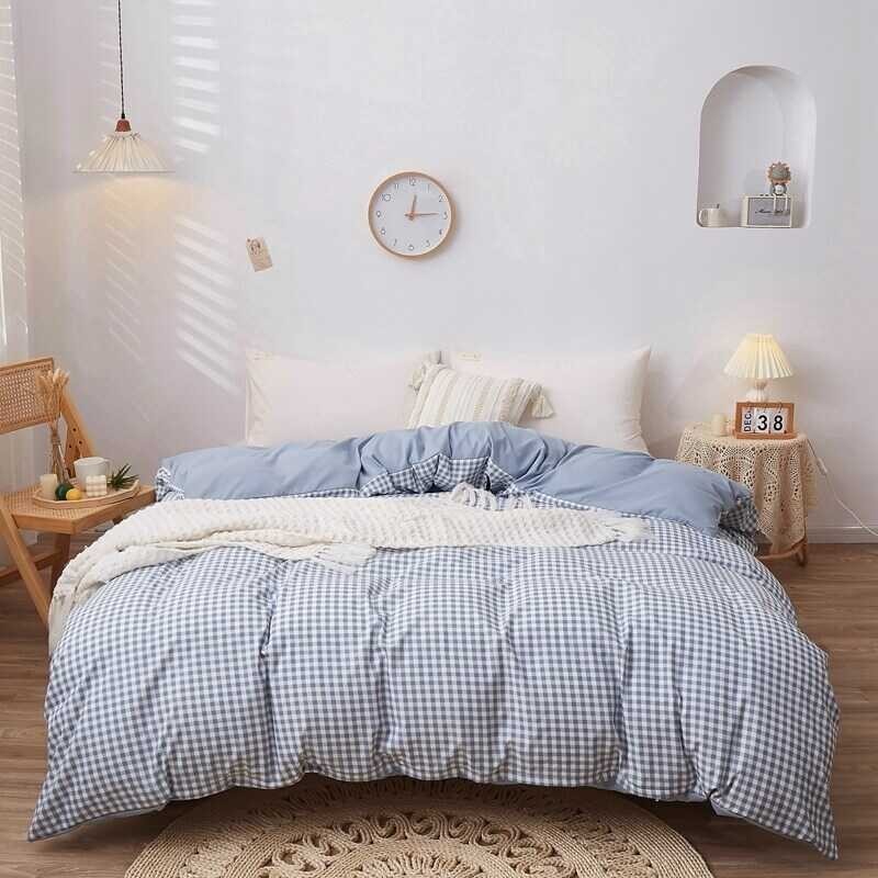 pc Duvet 1 100% Cotton Soild Color Bedclothes Comforter King Microfiber Quilt Cover pillowcase 00%