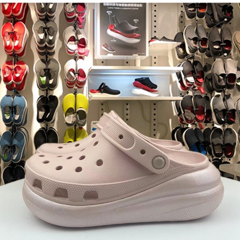 crocs แท้ crush shimmer clog รองเท้าแตะรัดส้นผู้หญิง รองเท้าไปทะเล#207521