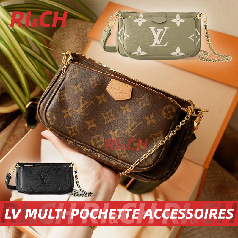 ♞#Rich Louis Vuitton ราคาถูกที่สุดใน Shopee แท้LV กระเป๋ารุ่น Multi Pochette Accessoires Shoulder B