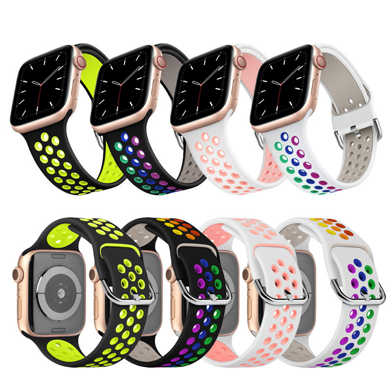 สายนาฬิกาข้อมือซิลิโคน สองสี สําหรับ Apple Watch 8 7 6 5 4 3 ultra 49 มม. 45 มม. 38 40 42 44 มม.