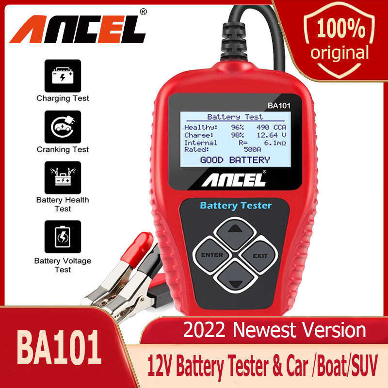 12V ANCEL BA101 Car Battery 100-2000 CCA 220AH Digital Cranking &Charging System Load Tester Analyz