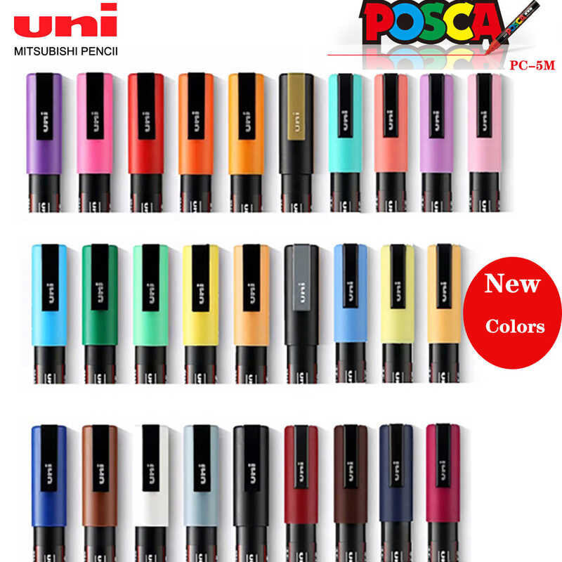 Set 1 UNI POSCA Marker Pen Set Pc-1M/3M/5M/8K/17K Advertising Painting Clipbook Hand Painted Oil B P