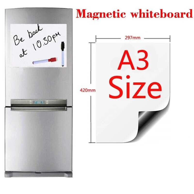 Magnetic A3 Kitchen Whiteboard Fridge Magnets Dry Wipe White Board Writing Record Message Board Rem