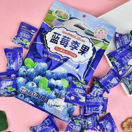 ของขบเคี้ยวผลไม้รสบ๊วยรสบลูเบอร์รี่บรรจุแยกชิ้น