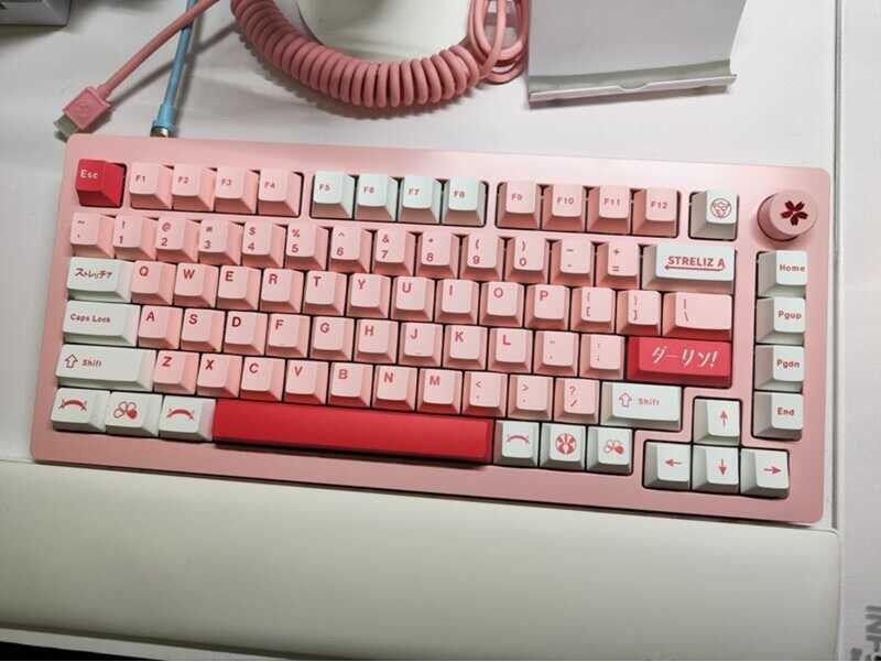 Darling 【Keycap Only】Pink keycap 145 Keys Cherry Profile PBT Sublimation Japanese Keycaps With 7U