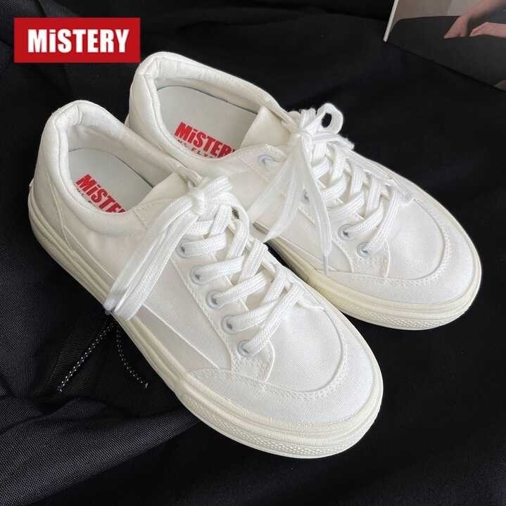 รองเท้าผ้าใบสีข 【MISTERY】(พร้อมส่ง) รองเท้าผ้าใบผู้หญิง