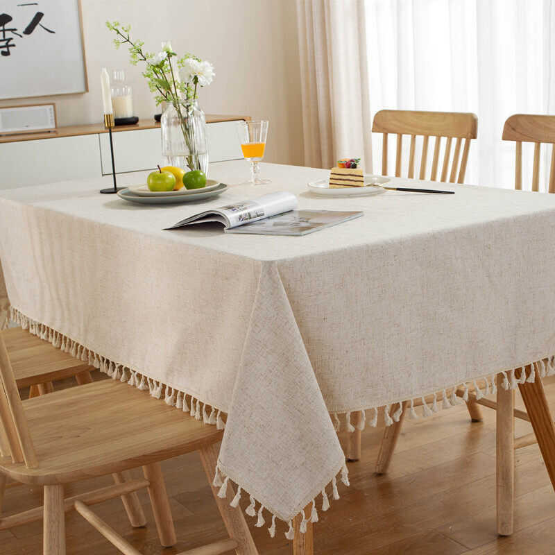 Linen Tablecloth Pure for 4/6/8 People Rectangular Living Room Dining Table,Cabinet,or Coffee Table