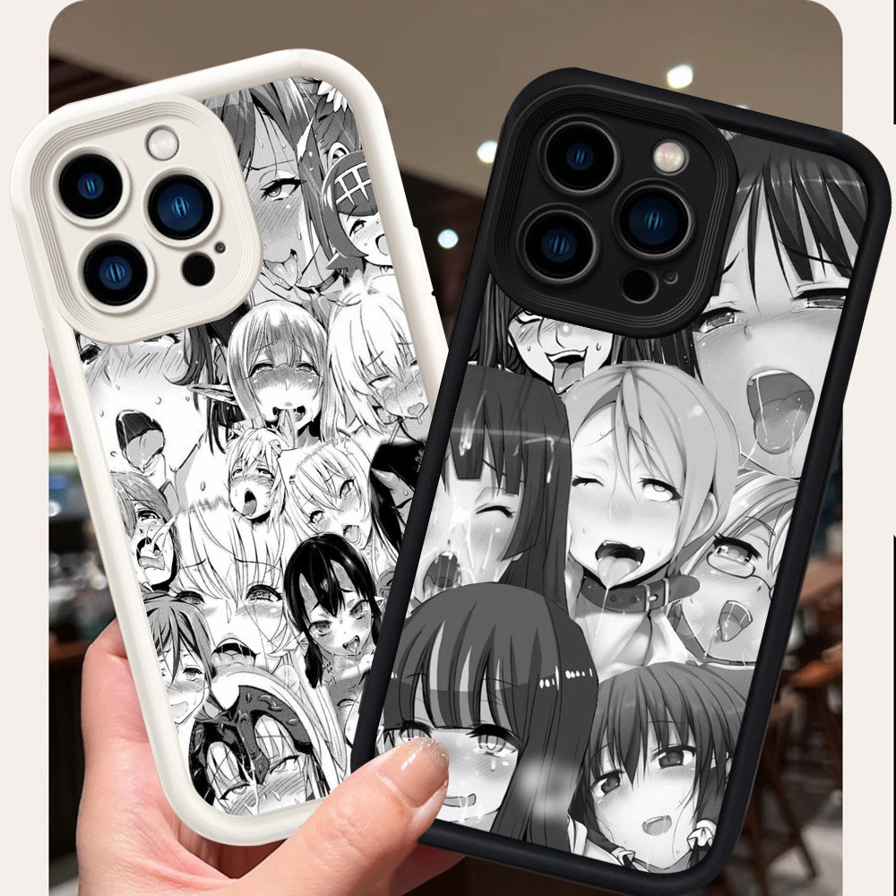 เคสสําหรับ iPhone 7 14 Pro Max Plus เคสซิลิโคน H-19 Ahegao อะนิเมะ