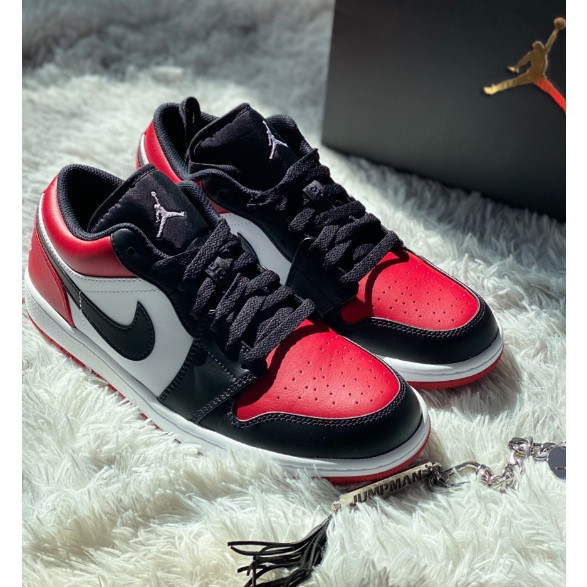 



 ♞ของแท้ 100 % Nike Air Jordan 1 low bred toe สีแดง