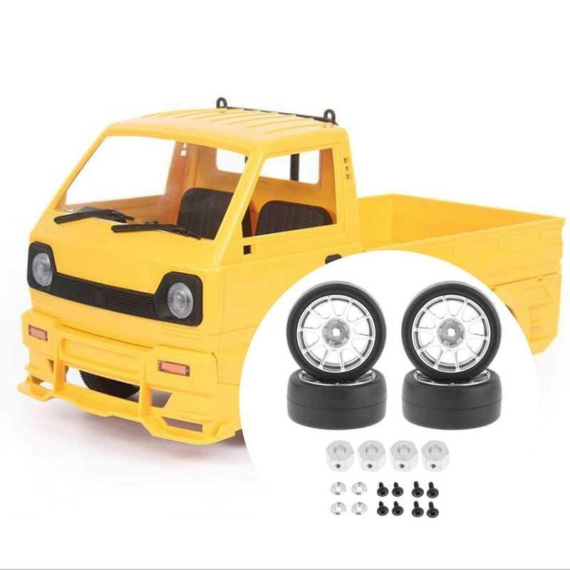 ♎ Pelune 4 Pack Drift Tyres With Wheel Rims For WPL D12 1:10 RC Truck Upgrade