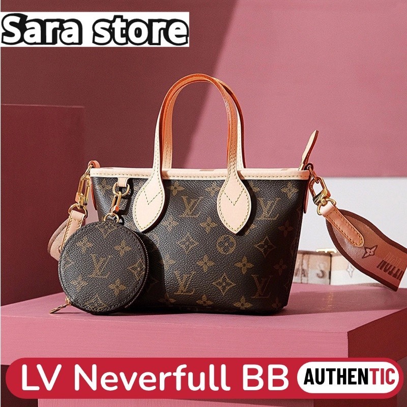♞2023 New!!หลุยส์วิตตอง Louis Vuitton LV Neverfull BB Bag Mini Tote กระเป๋าสะพายสตรี สายสะพายไหล่คู