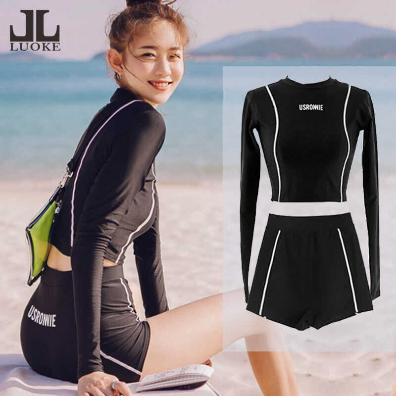 ➧ Luoke Women Swimming Suit With Chest Pad, Split Jellyfish Swimsuit, Women's Boxer Shorts, Long 's