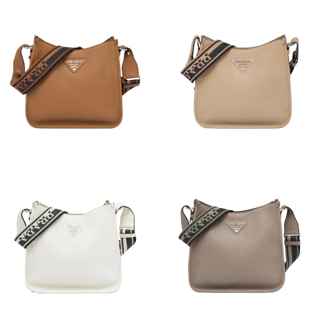 ♞PRADA/Leather/Hobo Bag/Crossbody Bag/แท้ 100%